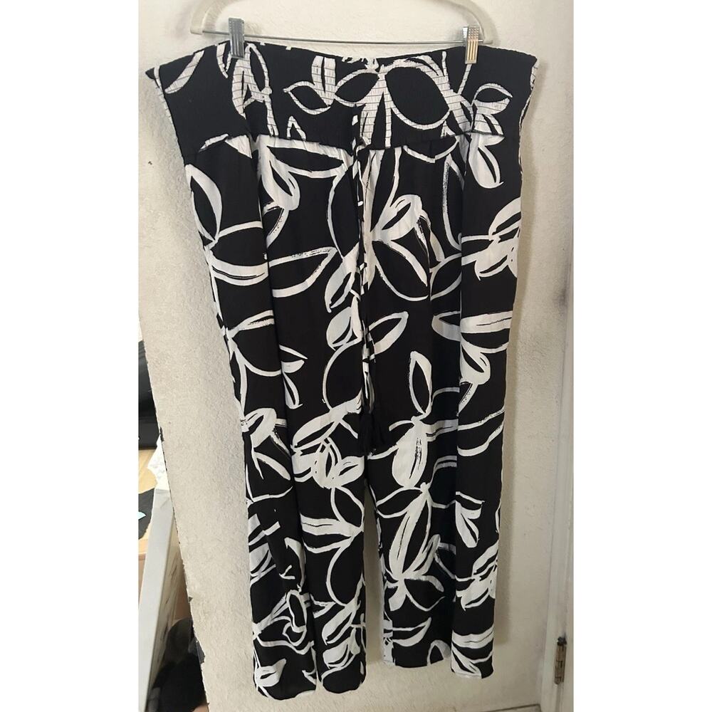 Anthony Original Plus Size Black And White Floral Wide Leg Pants 3X